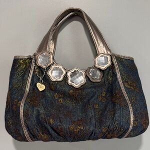 Elegant Metallic and Blue Women's Shoulder Bag